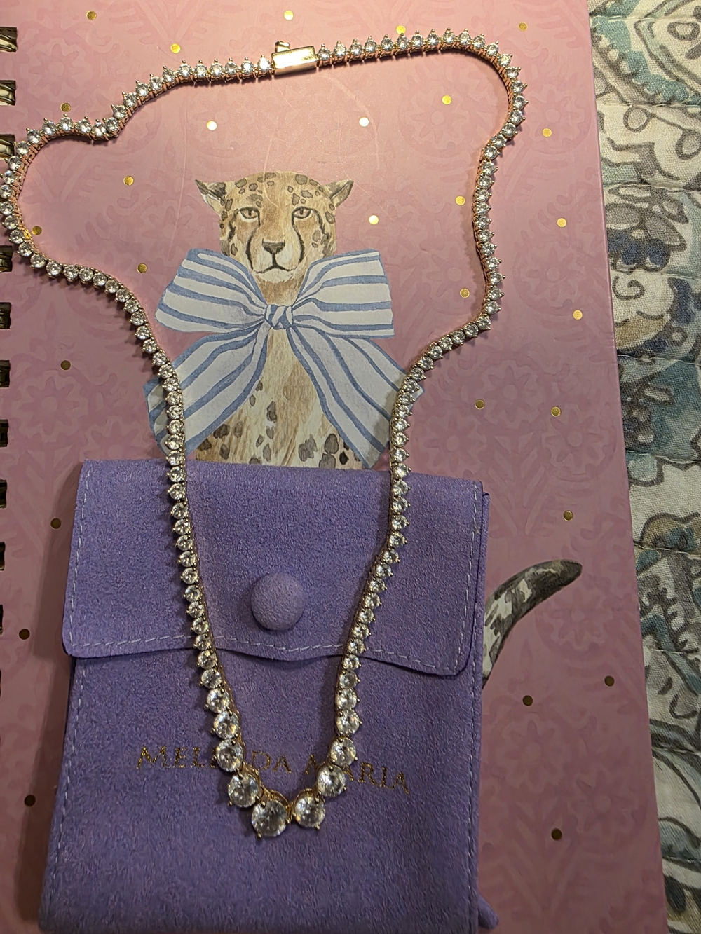 Melinda Maria Tennis Necklace in Gold Tone